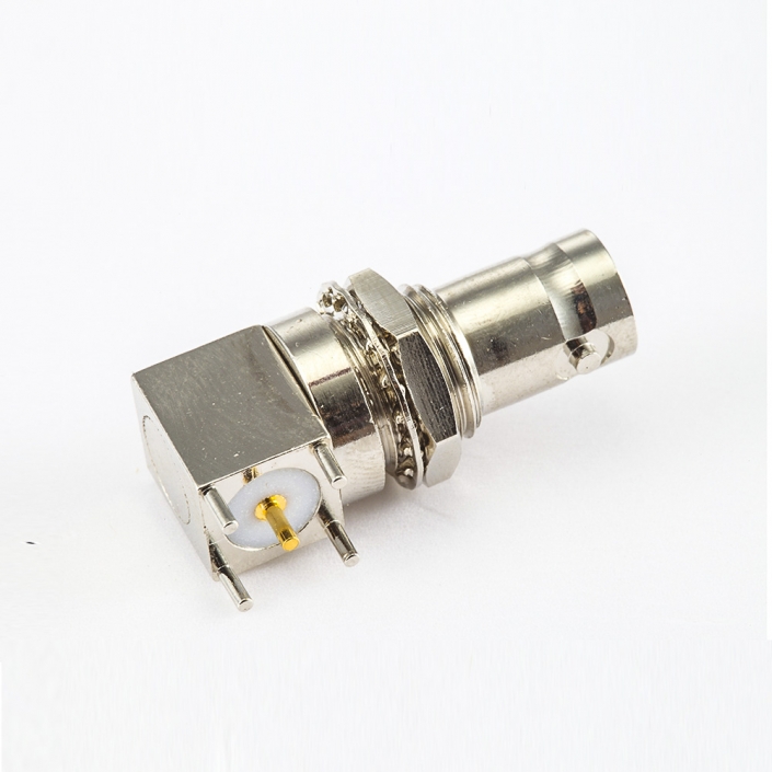 面板安装前锁穿墙BNC连接器插孔弯式PCB插孔50Ω 面板安装前锁穿墙BNC连接器插孔弯式PCB插孔50Ω