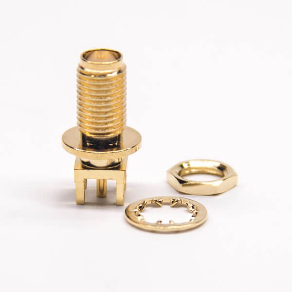 SMA前穿墙直式母头连接器PCB穿孔式安装镀金SMA