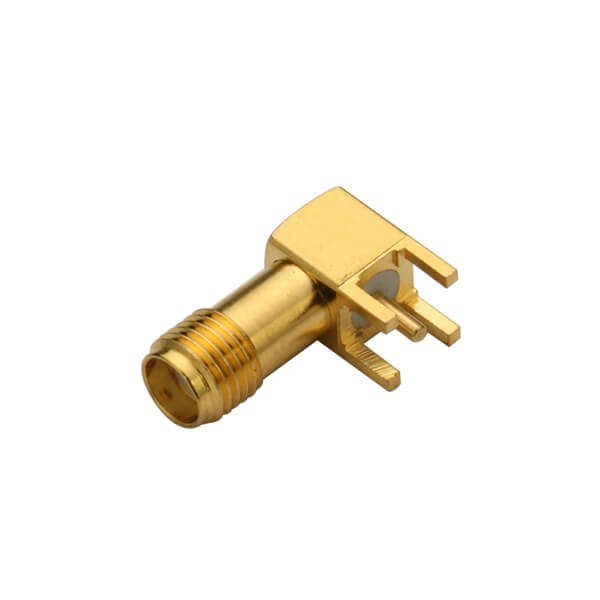 pcb插板连接器弯式穿孔SMA镀金连接器母头