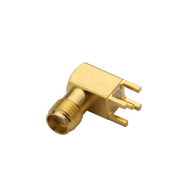 pcb板插座弯式SMA母头PCB板穿孔式连接器镀金