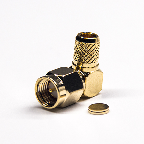 弯式SMA接头公头弯式镀金压接式接RG6线