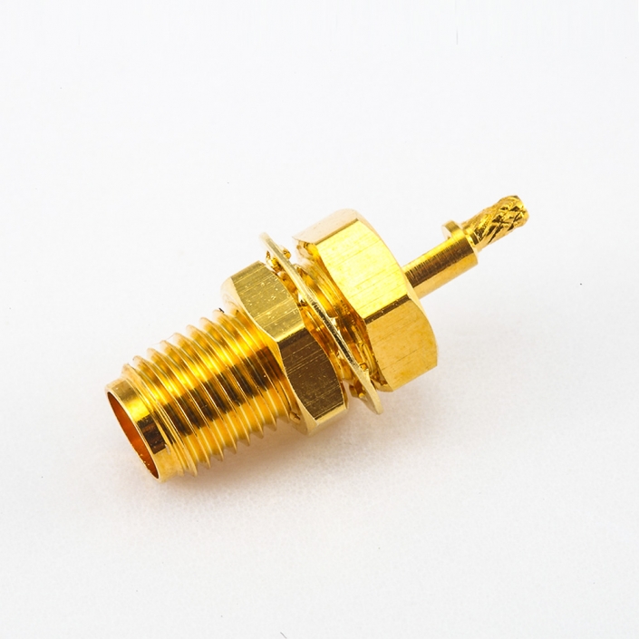 SMA连接器用于1.13mm / 1.32mm接线母头板直式前锁穿墙开天窗压接式