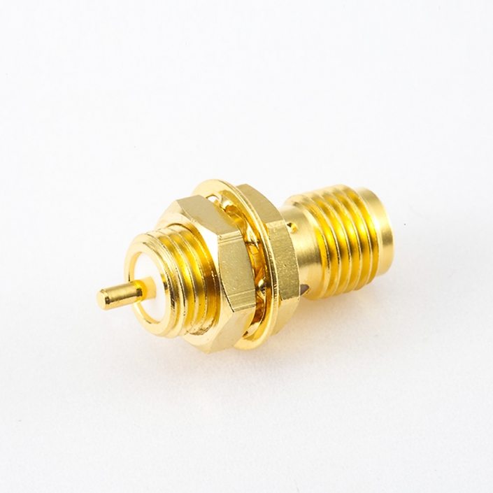 后锁穿墙SMA连接器母头直式PCB安装焊板
