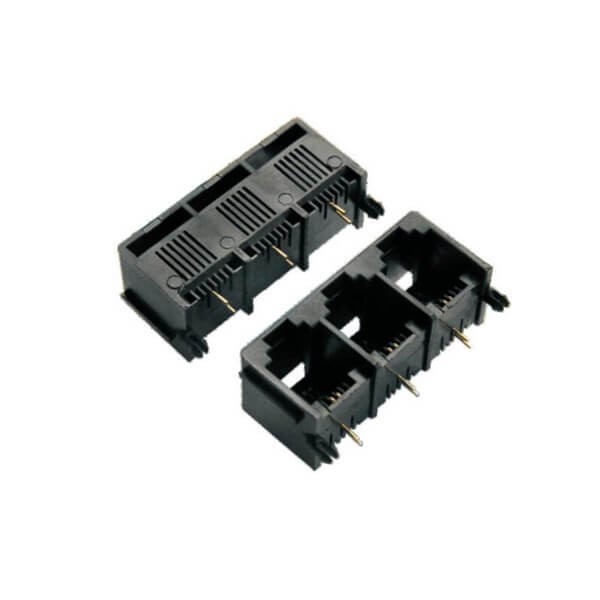 RJ11插座精品推荐电话插座1*36P2C三联体全塑不带灯连接器X2
