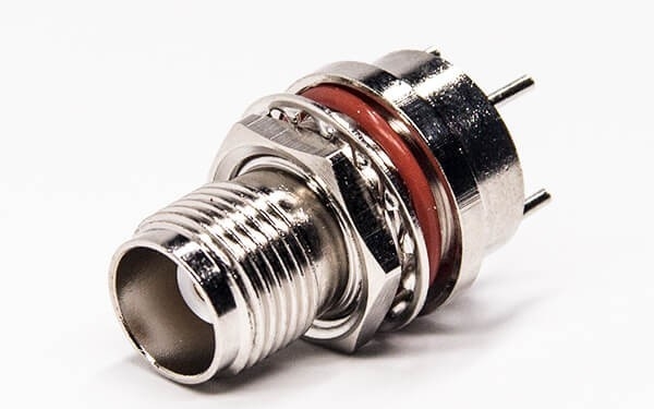 tnc连接器母头前锁穿墙直式180度插PCB板带防水圈