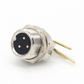 gx12 航空插座3芯航空连接器90度弯针前锁板连接器