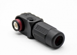 储能连接器IP67塑料黑色14mm单芯400A接线弯式插头