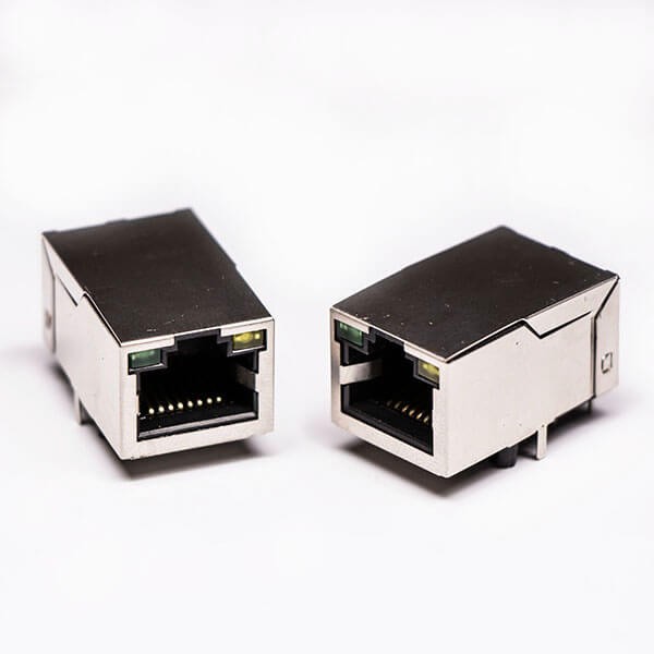 网线接口rj45单口8P8C带灯带屏蔽接PCB板