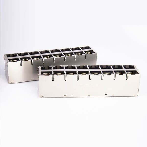 RJ45连接器带屏蔽母头2*8双层16口带灯