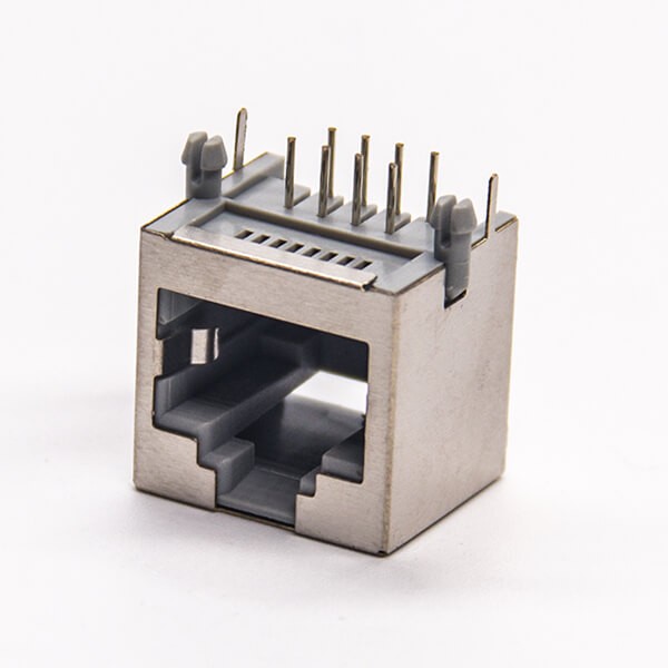 rj45连接器8p8c弯式插PCB板带屏蔽不带灯