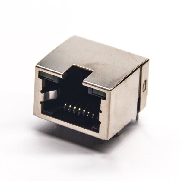 rj45网络接口+8p8c弯式母座插PCB板带灯带弹片