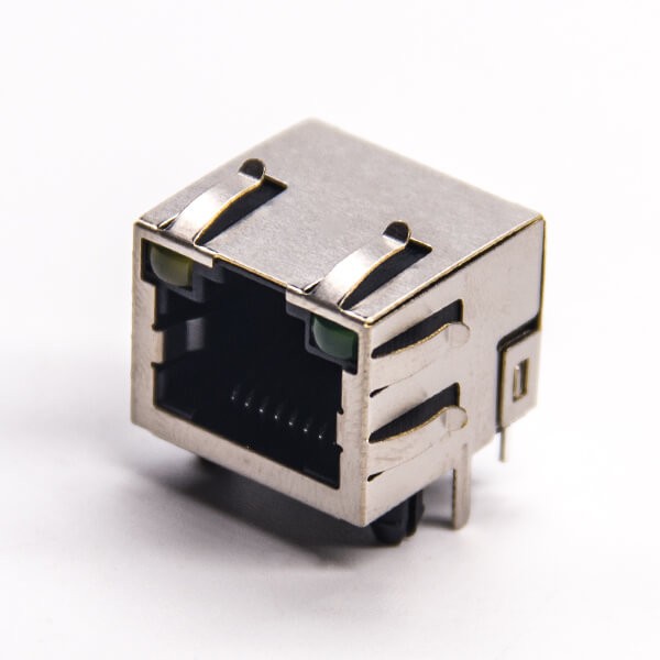 带灯rj45封装8p8c弯式母座穿孔式接PCB板带弹片