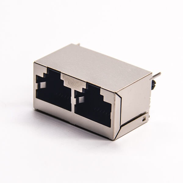 双口rj45插座1*2直式屏蔽接口插PCB板
