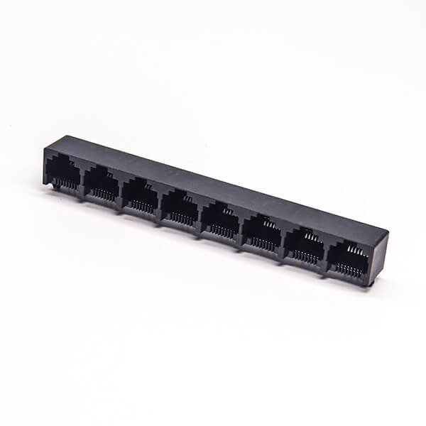 弯角rj45网络插座8端口8p8c接PCB板插板