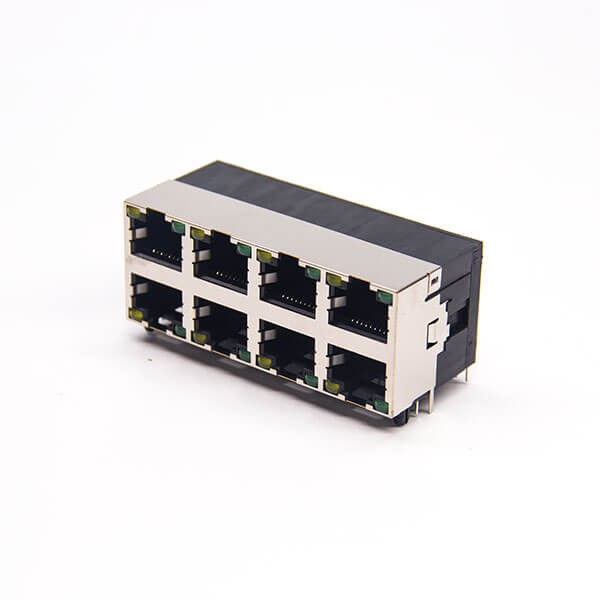 2x4rj45带led封装半包带屏蔽90度弯式插板