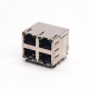 2x2rj45封装弯式90度插PCB板带灯带弹片带屏蔽式座子