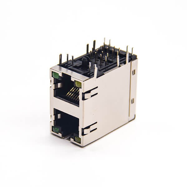 rj45双层网口弯式插PCB板全包屏蔽外壳以太网端口