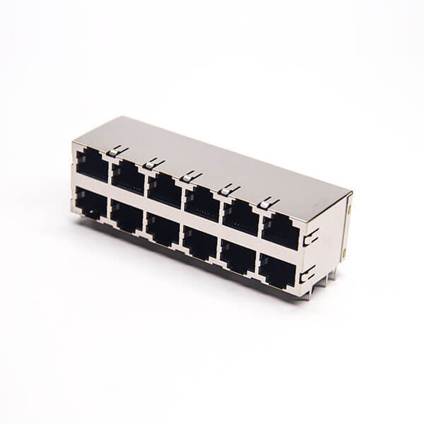 rj45座屏蔽网络模块座子2x6端口带弹片带屏蔽