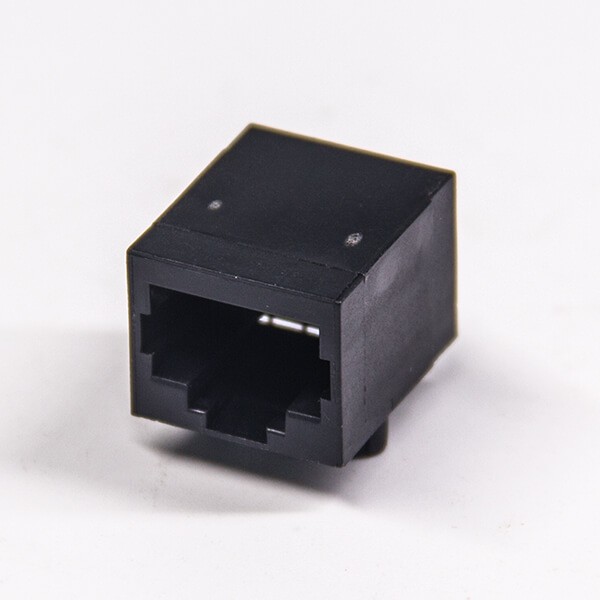 rj45座90度黑色塑胶外壳10p8c接PCB板不带屏蔽