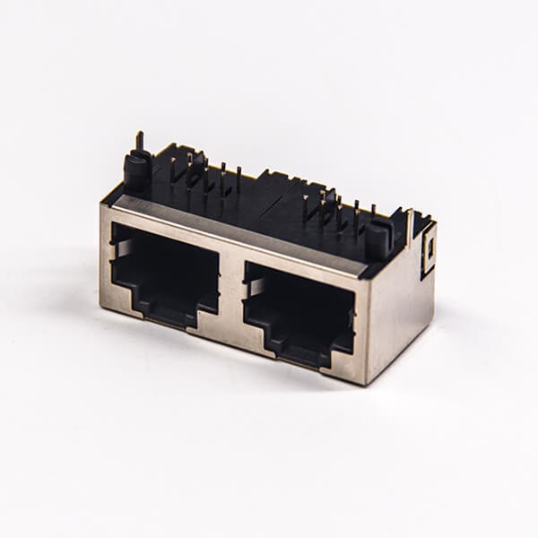 rj45网口无灯无弹片半包带屏蔽弯式90度插PCB板