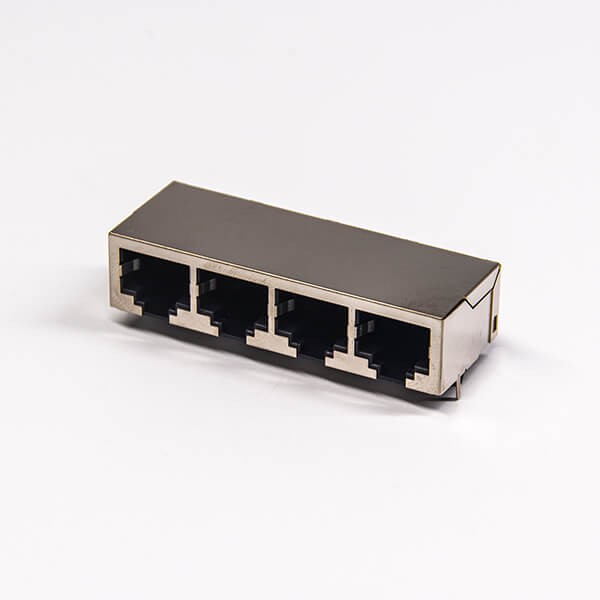 rj45网口端口金属外壳弯式1x4不带屏蔽插拍PCB板
