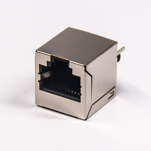 rj45180度插座直立式带定位柱全包插座连接器插PCB板