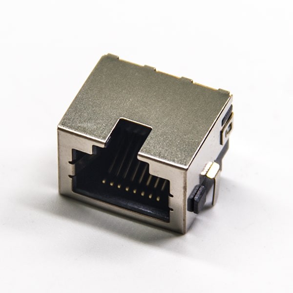 rj45沉板封装模块化连接器弯式带壳屏蔽不带灯插PCB板