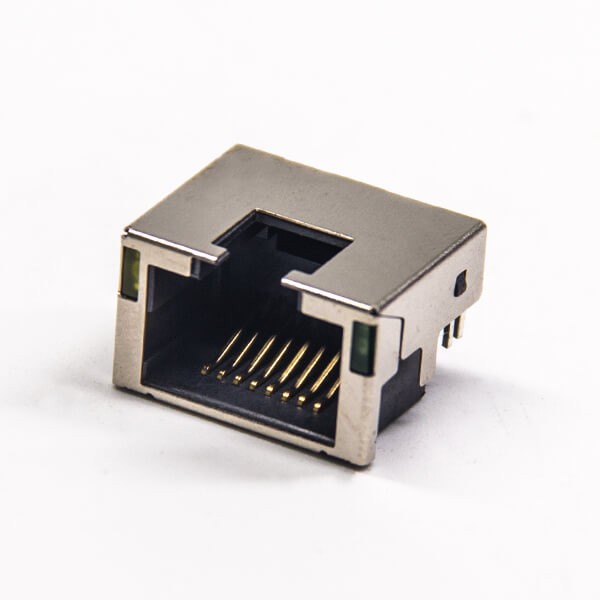 RJ45座8p8c屏蔽式单层1×1插pcb网络接口不带灯