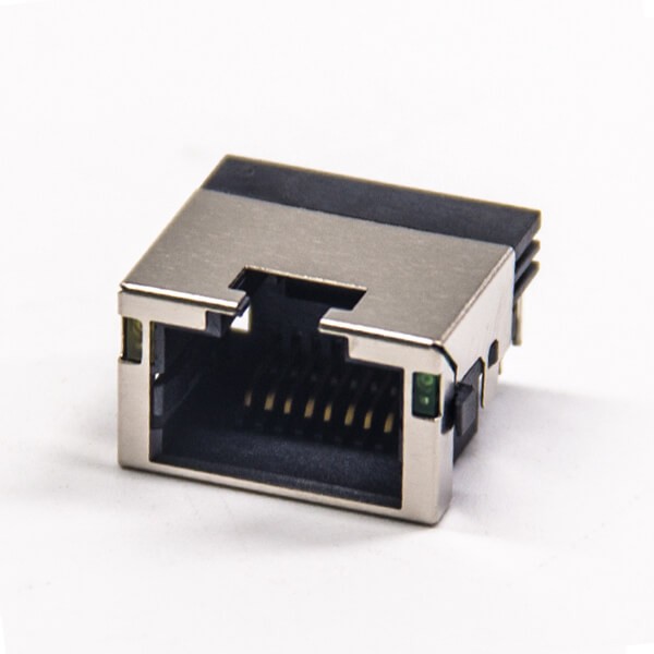 RJ45模块带灯左黄右绿插PCB板带屏蔽式网络连接器