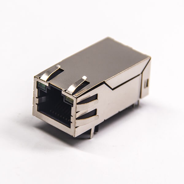 rj45网络接口带滤波器屏蔽式带led灯带弹片模块化连接器