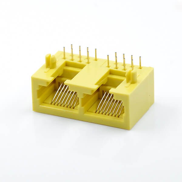全塑无灯RJ45连接器8p8c弯式插PCB板安装不带屏蔽不带滤波器