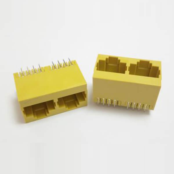 双rj45接口插座1×2直式180度插板式不带屏蔽不带灯