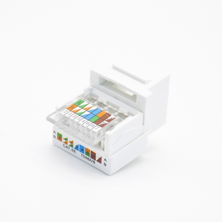 RJ45免打模块8芯PCB板安装镀金触头CAT5E非屏蔽网络模块
