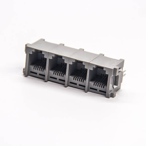 rj11座6P2C连接器1x4插板式接PCB板塑胶外壳