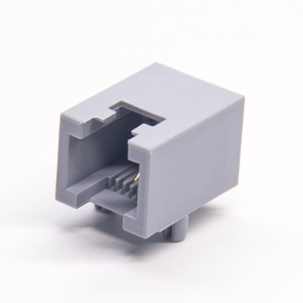 RJ116P2C灰色全塑模块化连接器弯式插PCB板