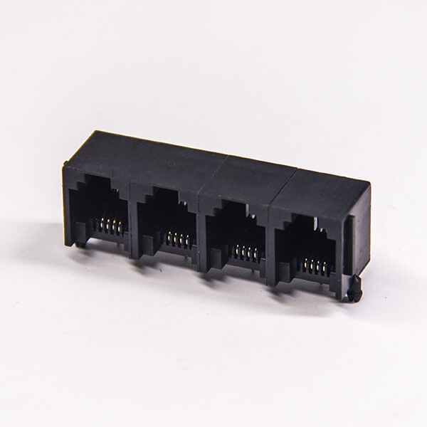 rj126p4c以太网连接器穿孔式弯角单层联体全塑插座