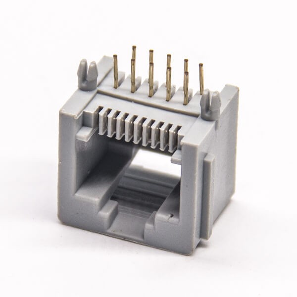rj50连接器弯式插PCB板10p10c全塑外壳连接器