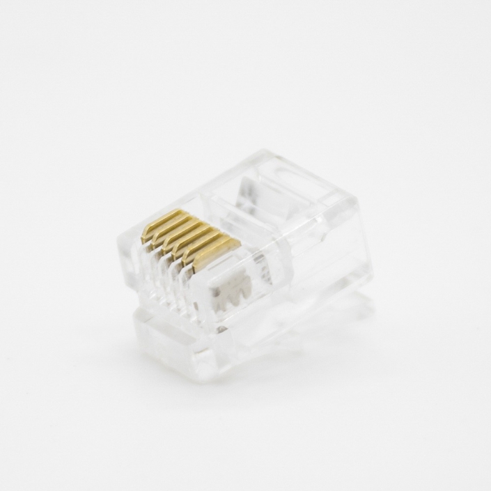 RJ11水晶头6P6C单端口用于CAT3电缆非屏蔽6芯水晶插头