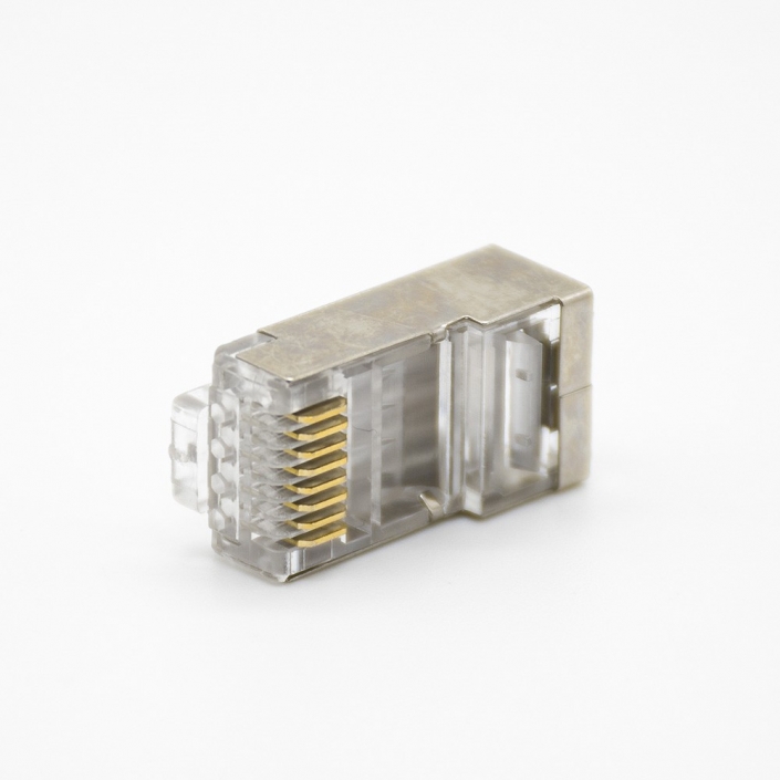 RJ45网络插头带屏蔽直式面板安装8P8C用于Cat5eCat6Cat6aCat7Cat8
