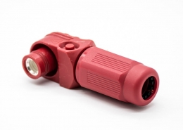 单芯大电流连接器IP67弯式插头12mm单芯红色塑料350A接线