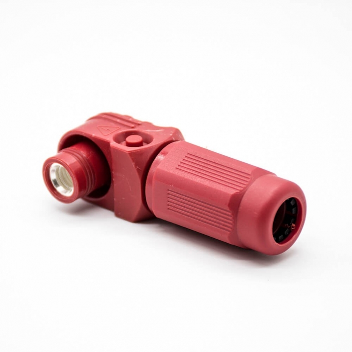 单芯大电流连接器IP67弯式插头12mm单芯红色塑料350A接线