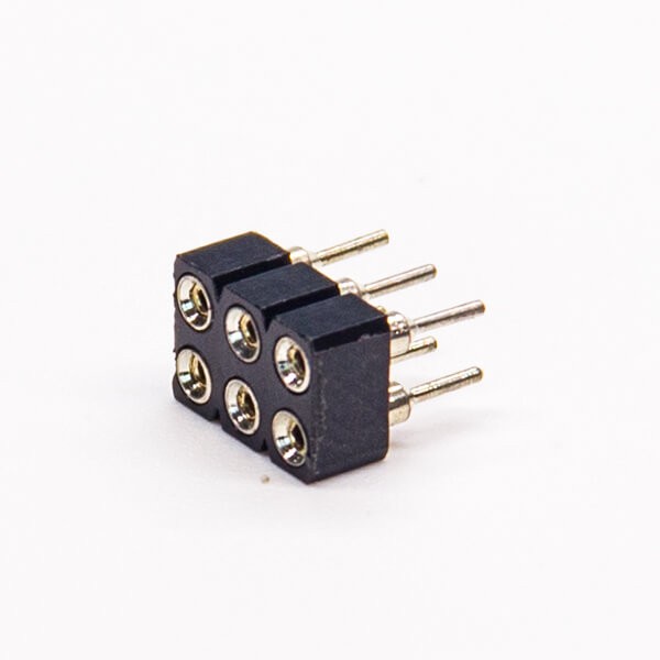 圆孔排母座子双排6pin母头直式穿孔式连接器