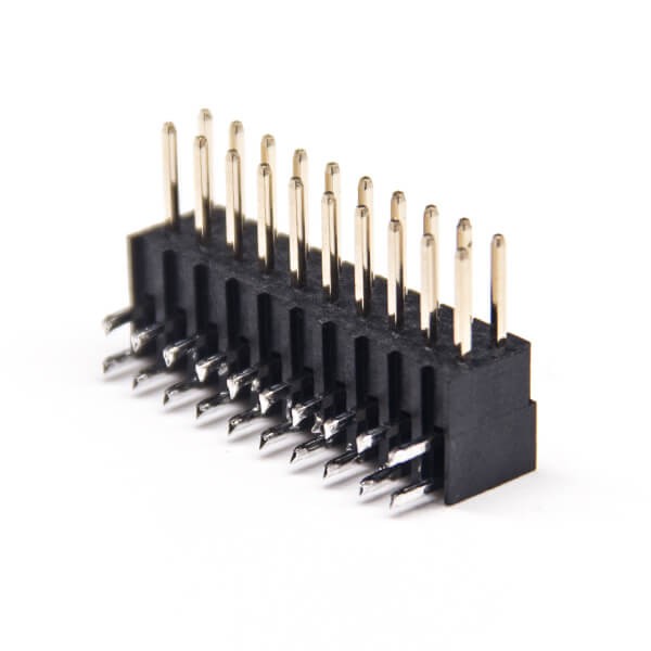 20Pin双列排针弯式90度间距2.54mm塑高7.4mm2pcs