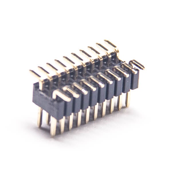 5pcs电子元件排针连接器双排单塑弯脚排针间距1.27mm