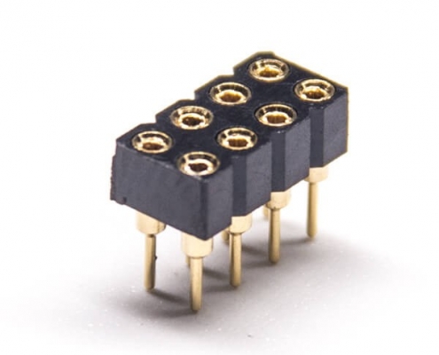双圆孔插座8Pin双排全金180度长7.43mm5pcs