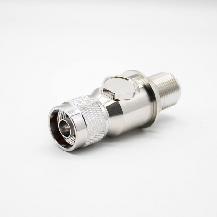 射频避雷器N公头转N母头N-JKYIP67镀镍180°同轴避雷器