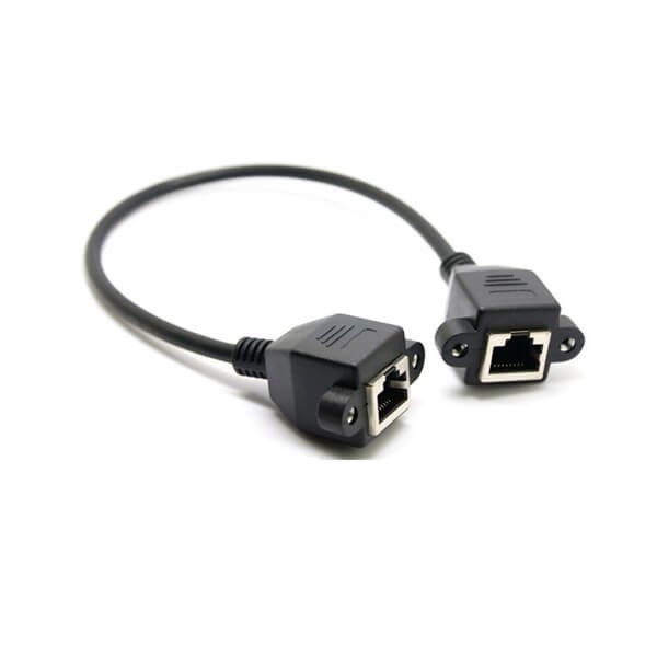 RJ45母对母延长线五类网线0.3M带耳朵