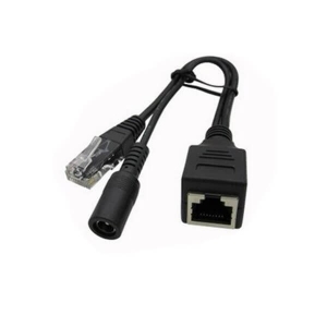 RJ45带供电POE连接线插座以太网传输器转公头RJ45+DC连接线20CM
