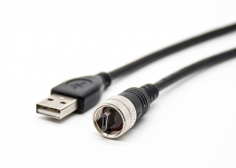 IP67MicroUSB连接器5芯B型公头M12螺纹转USBtypeA公头两头注塑线长1米