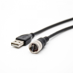 IP67MicroUSB连接器5芯B型公头M12螺纹转USBtypeA公头两头注塑线长1米